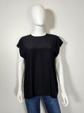 Banana Republic Dolman Black Loose Fit Boxy Silk Blouse Sz M Tall